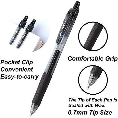 30 Pack Black Gel Pens, Retractable Medium Point Gel Ink Pens Smooth Writing for School Office Home, Comfort Grip(15 Pens with 15 Refills)