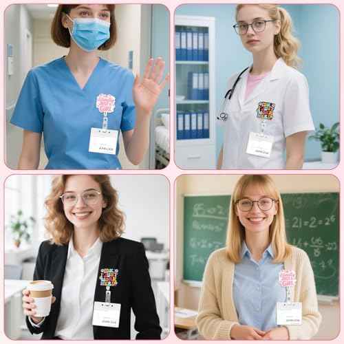 2Pcs Cute Funny Nurse Badge Reel, Badge Holder with Alligator Clip