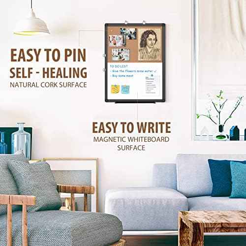 Maxtek Black Whiteboard and Cork Board Combo 24 x 18 in, Wall Mounted