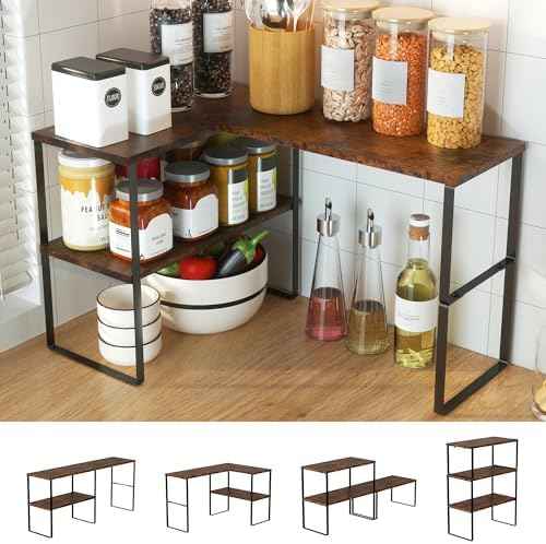 Golener Kitchen Counter Organizer, Countertop Shelf, Adjustable, Stackable