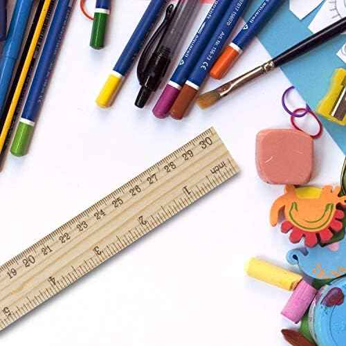 KINJOEK 36 Packs 12 Inch Wooden Rulers Double Sided Pine Wood School Ruler Measuring for Home, Student, Office Use, 2 Scale, 30 cm