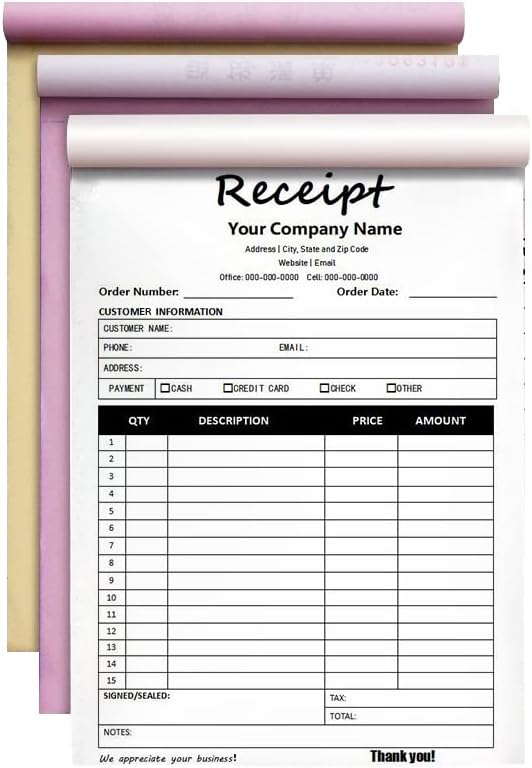 Personalized Invoice Book Custom 2 Part/3 Part Receipt Book Quote Estimate by BFHEFGSUU