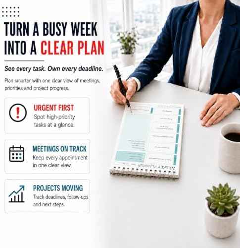 Weekly Planner To Do List Notepad for Work & Daily Life 6.5 x 10 in (Green)