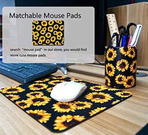 Sunflower Pen Holder, Pencil Holder Desk Organizer for Women Girls, Floral Makeup Brush Holder, Ideal Gift for Office, Classroom, Home(blackSunflower)