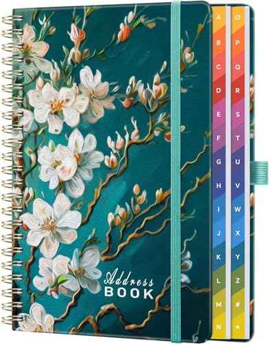 Address Book with Alphabetical Tabs, 6.3" × 8.5" Spiral Contact Book