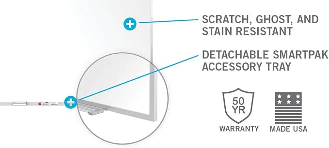 Ghent 4 x 6 Aluminum Frame Porcelain Magnetic Whiteboard, 1 Marker, 1 Eraser" - Image 4