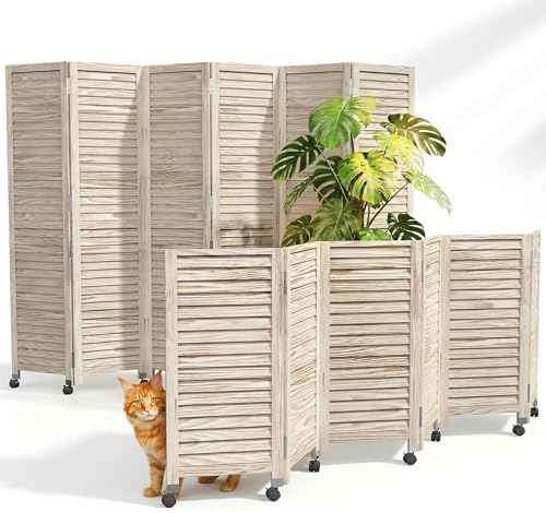 Amsleekey 67" H 6 Panel Wood Room Divider