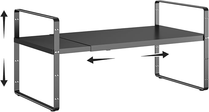 jkxoo 16.5-27’’L Expandable Cabinet Shelf Organizers, Stackable Metal Shelves by jkxoo
