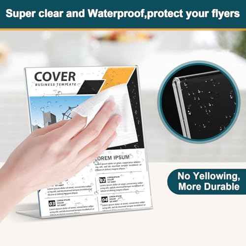 Acrylic Sign Holder 4x6, 22 Pack Clear Plastic Table Paper Display Stand, L-Shape Vertical Menu Holder Stand, Clear Picture Photo Flyer Display Stand for Restaurants, Store Show, Office Deskt