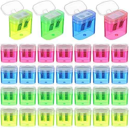 Lincia 500 Pcs Bulk Pencil Sharpeners Manual Dual Holes Handheld for Kids