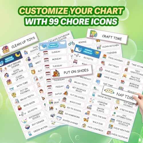 3 in 1 Upgraded Slider Bedtime/Morning/Weekly Routine Chart for Kids, Magnetic Chore Chart for Kids with Cute Chore Stickers, Cute Visual Schedule for Kid
