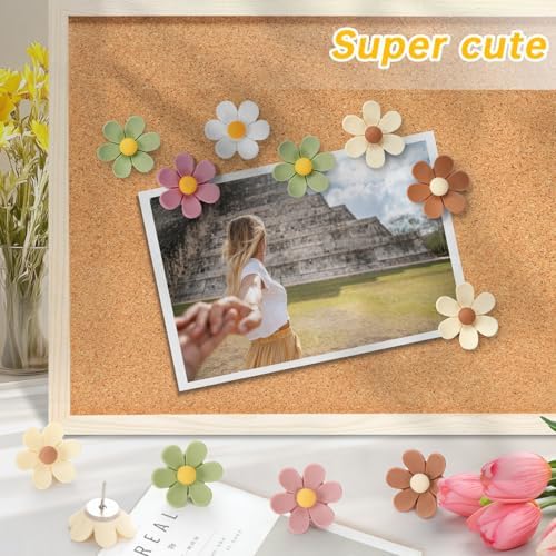 50Pcs Flower Push Pins,5 Colors Cute Cork Board Pins, Decorative Thumb Tacks for Bulletin Board, Feature Wall, Office, Home