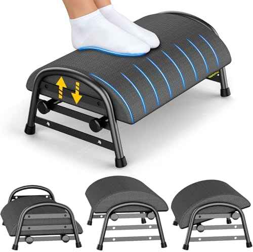 YEASHEIN Adjustable Foot Rest for Under Desk at Work, 6 Positions - Gray