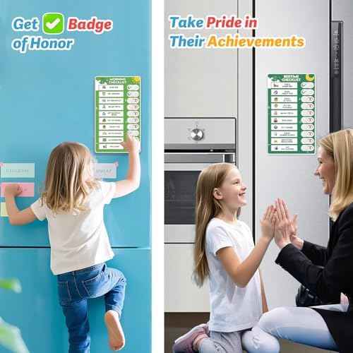 3 in 1 Upgraded Slider Bedtime/Morning/Weekly Routine Chart for Kids, Magnetic Chore Chart for Kids with Cute Chore Stickers, Cute Visual Schedule for Kid
