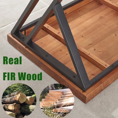 55" Solid Wood Computer Desk, Natural Real Wood Home Office Desk