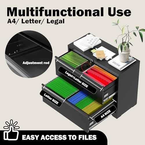 2 Drawer File Cabinet with Lock, 26.8" W Lateral Filing Cabinet