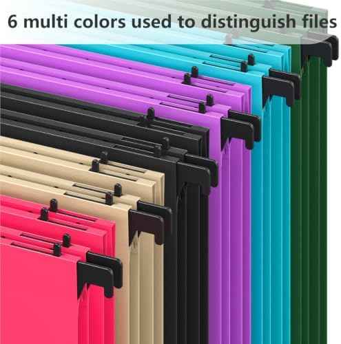 12 Pack Extra Capacity Plastic Hanging File Folders,2 Inch Expanding Pocket