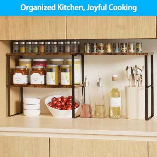 Golener Kitchen Counter Organizer, Countertop Shelf, Adjustable, Stackable