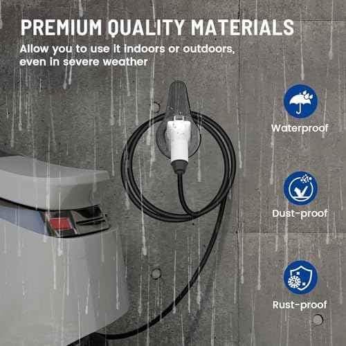 Anina EV Charger Holder for SAE J1772 Connector, Electric Vehicle Charging Nozzle Holster Dock Wall Mount, Electric Car Cable Organizer Compatible with Ford BMW Nissan Audi for Outdoor Indoor
