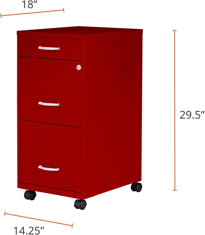 LYS SOHO Box/File/File Mobile Red File Cabinet, 3 Drawer - Image 2