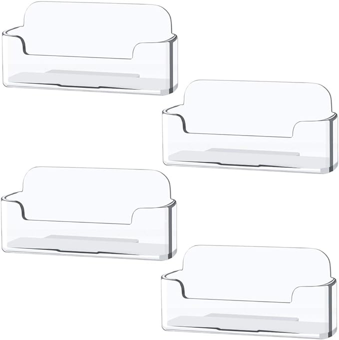 Qizpcer 4 Pack Clear Plastic Business Card Holder, Acrylic Business Card Display by Qizpcer