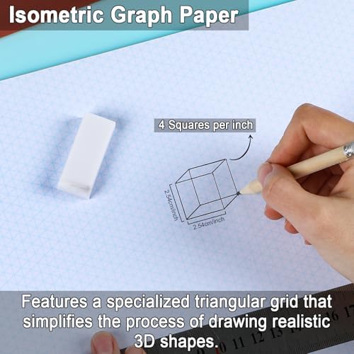 1 Pack 50 Sheets 8.5" x 11" Isometric Graph Paper Pad Landscape for 3D