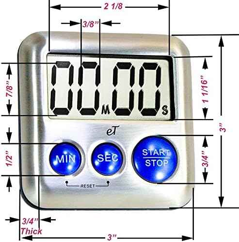 Elegant Digital Kitchen Timer Stainless Steel - Loud Alarm Model eT24 Plum