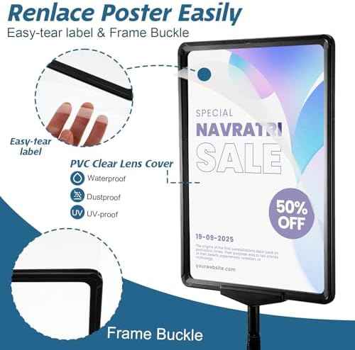 MAQUITA 2 Pcs Sign Holder Stand Flip Open Pedestal Floor Standing, Adjustable Versatile for Display, Easy Replacement for Events and Promotions (8.5x11 Inch )