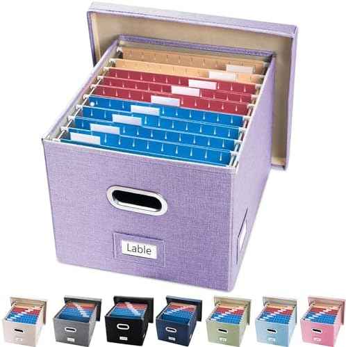 PRANDOM File Organizer Box - Set of 1 Collapsible Decorative Linen
