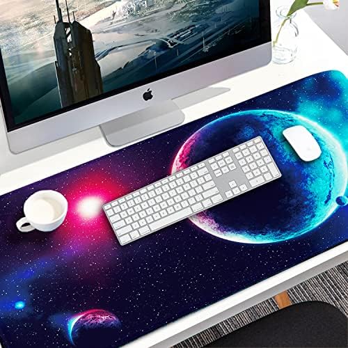 Naukay Gaming Mouse Pad, 31.5x15.7 inch Large Extended Computer Keyboard Mouse Mat, Water Resist Non-Slip Mousepad Rubber Base Long XXL Gaming Mousepad for Work, Office & Home, Space