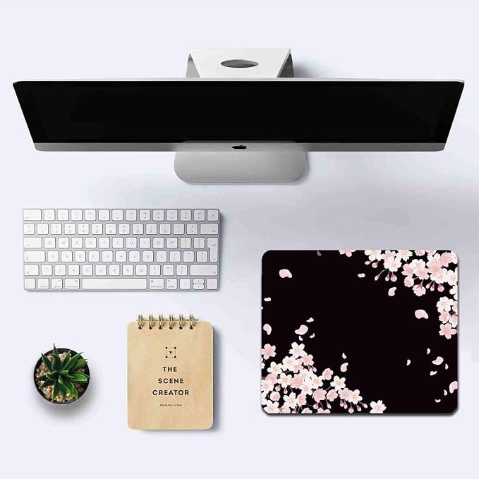 IMAYONDIA Cute Pink Flowers Mouse Pad, Cherry Blossom Mouse Pad, Serene - Image 6