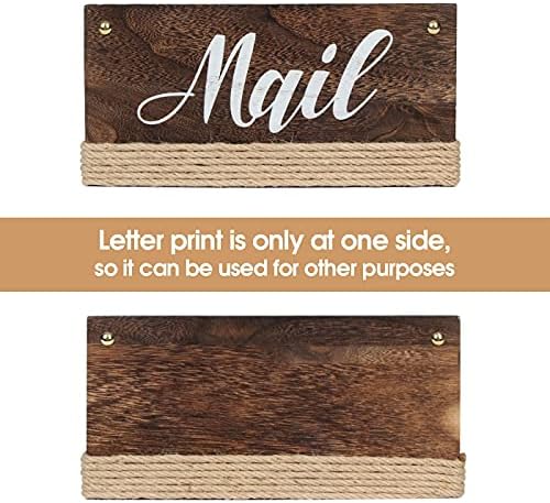 J JACKCUBE DESIGN Rustic Torched Wooden Tabletop Mail Organizer Box, Decorative Letter, Bill Storage Holder Sorter Box with Handles for Countertop, Office Desk, Entryways- MK1051A (Rustic Wood)