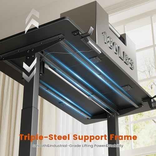 REAHOME 47 Inch Black Electric Height Adjustable Standing Desk with Drawers