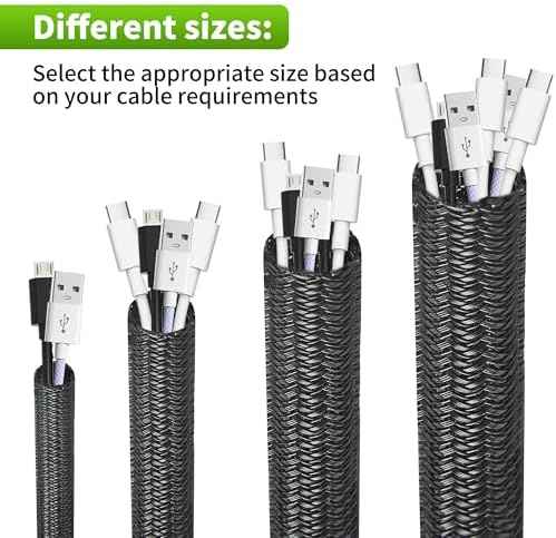 Split Wire Loom 3/8 Inch 25ft, Braided Cable Sleeve for Cable Management, Cord Protector for Pets, TV, Desk & Automotive, Black