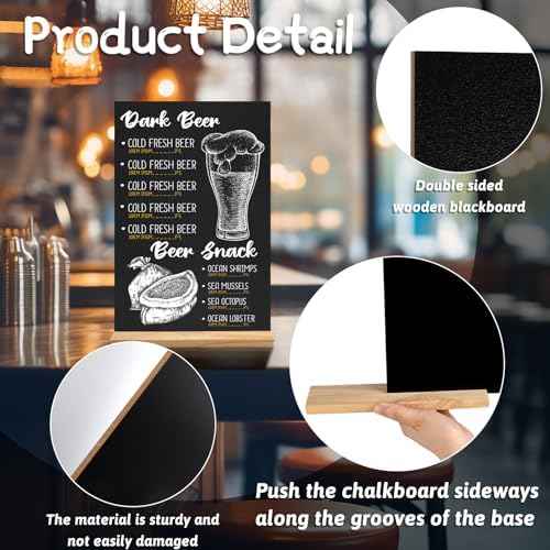 NEBURORA 1 Pack 8 x 12 Inches Tabletop Small Chalkboard Sign with Wood Base Reusable Double-Sided Message Boards Menu Chalkboard Stand for Kitchen Wedding Coffee Shop bar Restaurant