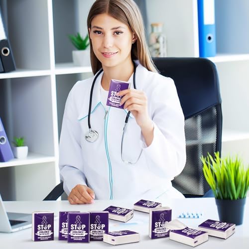 Tinlade 50 Pack Domestic Violence Awareness Pocket Tissues Gifts Bulk Purple Ribbon Travel Packs Bulk Birthday Decor 3 Ply Mini Travel Size for Women Men Event Support Charity Supplies Favor Gifts