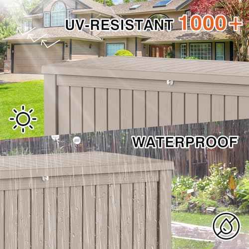Outdoor Storage Box Waterproof, 180 Gallon Lockable Resin Deck Box Large, Patio Storage Bin for Pool Accessories Cushion Furniture, Garden Tools, UV-Resistant Outside Delivery Grey