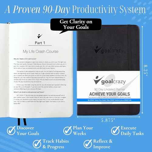 Goal Crazy Undated Planner – 90 Day Guided Journal & Productivity