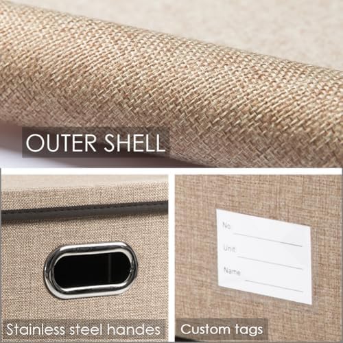 PRANDOM Storage Bins with Lids [3-Pack] Jute Fabric Foldable Storage