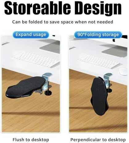 Computer Arm Rest for Desk, 180° Swivel and 90° Foldable, Black