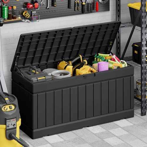 Devoko 78 Gallon Deck Box, Waterproof Resin Outdoor Storage Box