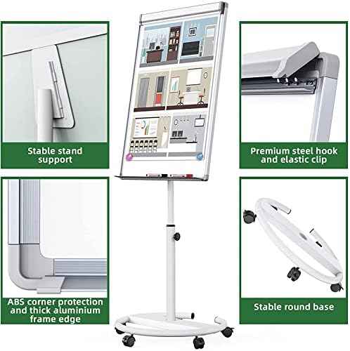 Mobile Whiteboard with Stand 40" x 28" Aluminum Frame