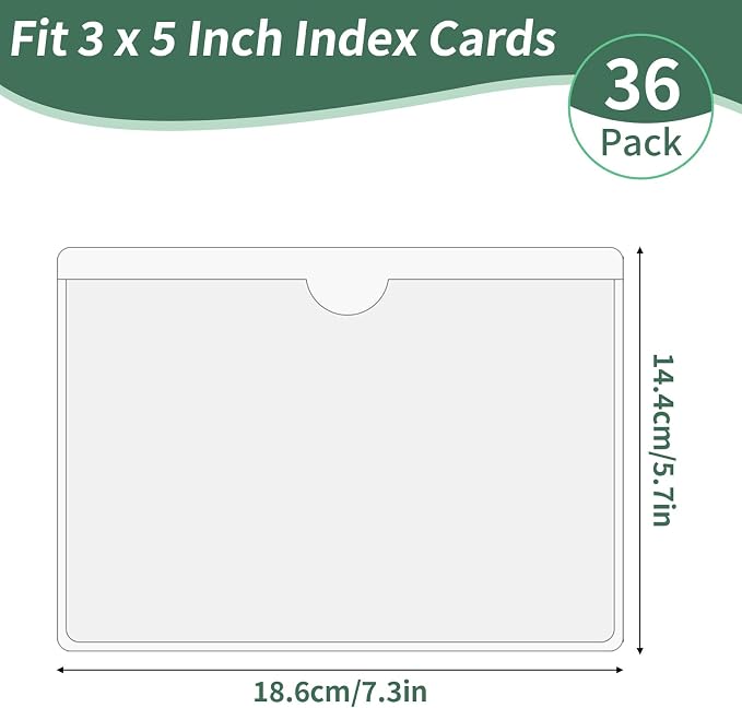NIUBIER Storage Bin Labels, 36 Pack 5x7 Index Card Holder, Removable Tote - Image 2