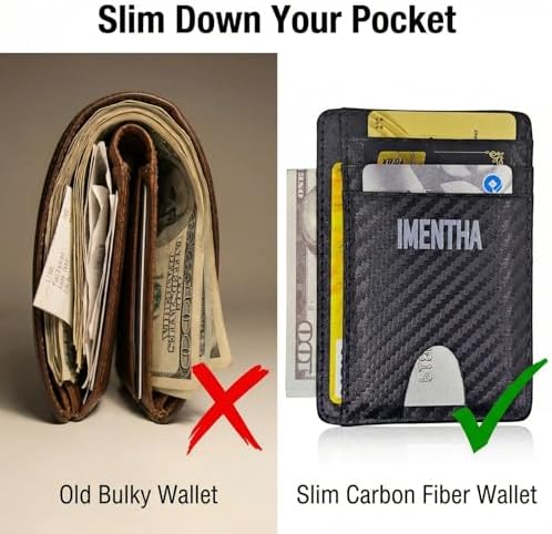 Mens Slim Wallet - Minimalist Front Pocket Card Holder, Black