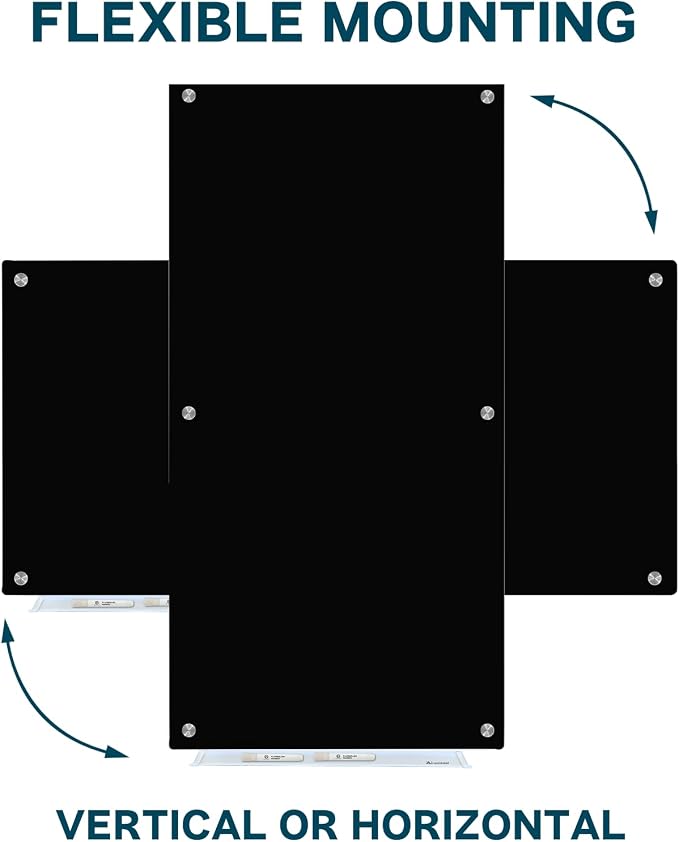 J&J worldwide Glass Whiteboard 6' x 4', Magnetic Black Glass Dry Erase Board - Image 5