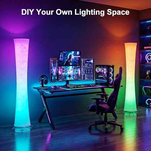 RGB Square Floor Lamp, 61'' Smart LED Corner Lamp with App and Remote Control, 16 Million DIY Colors, Music Sync, Modern Standing Lamp for Living Room Bedroom Gaming