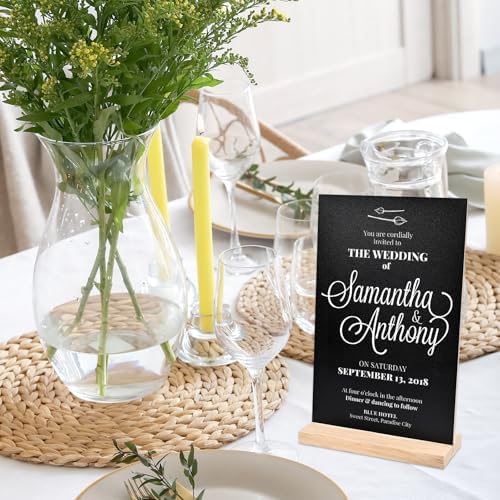 NACHLYNN 8 x 12 inch Small Chalkboard Signs with Wood Base Stand Double Sided Chalk Board Sign Message Board for Tables Decorations Home Party Kitchen Wedding (8 x 12 in)