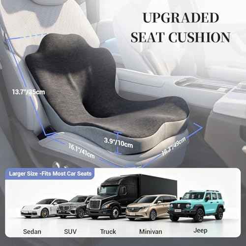Car Seat Cushion, Truck Driver Seat Cushion L-Shaped Lumbar Support Pillow, Memory Foam Seat Cushion Ergonomic Back Support, Comfort & Support for Long Sitting, Alleviate Back Pain
