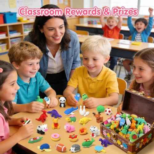 100 Pcs Animal Erasers for Kids - Desk Pets Back to School Supplies