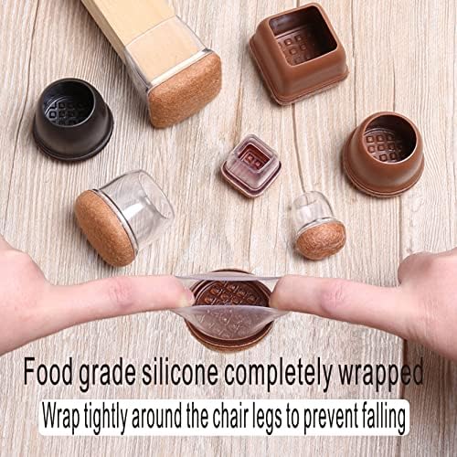 Small Square Silicone Chair Leg Floor Protectors with Wrapped Felt